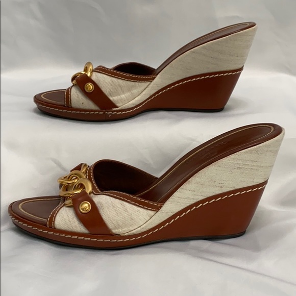 Cole Haan Leather & Linen Wedges Size 8.5 - Picture 3 of 7